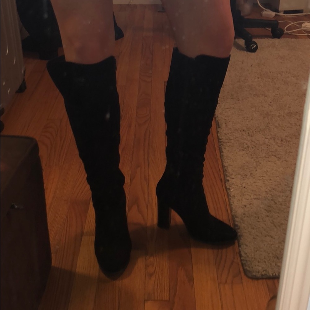 Knee High Black Suede Boots